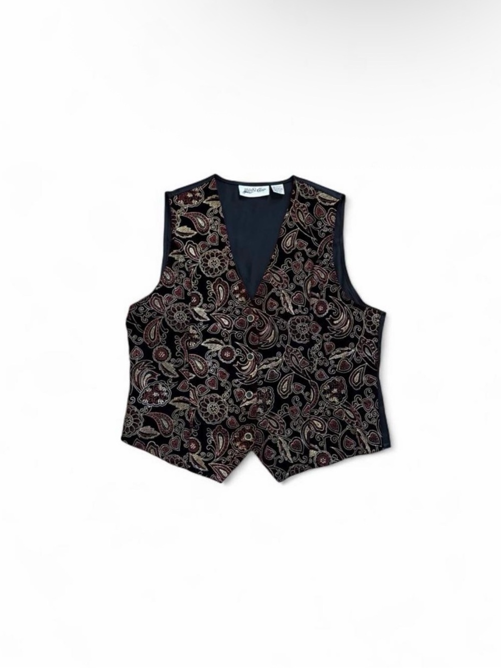 Yves St. Clair Black Paisley Patterned Vest